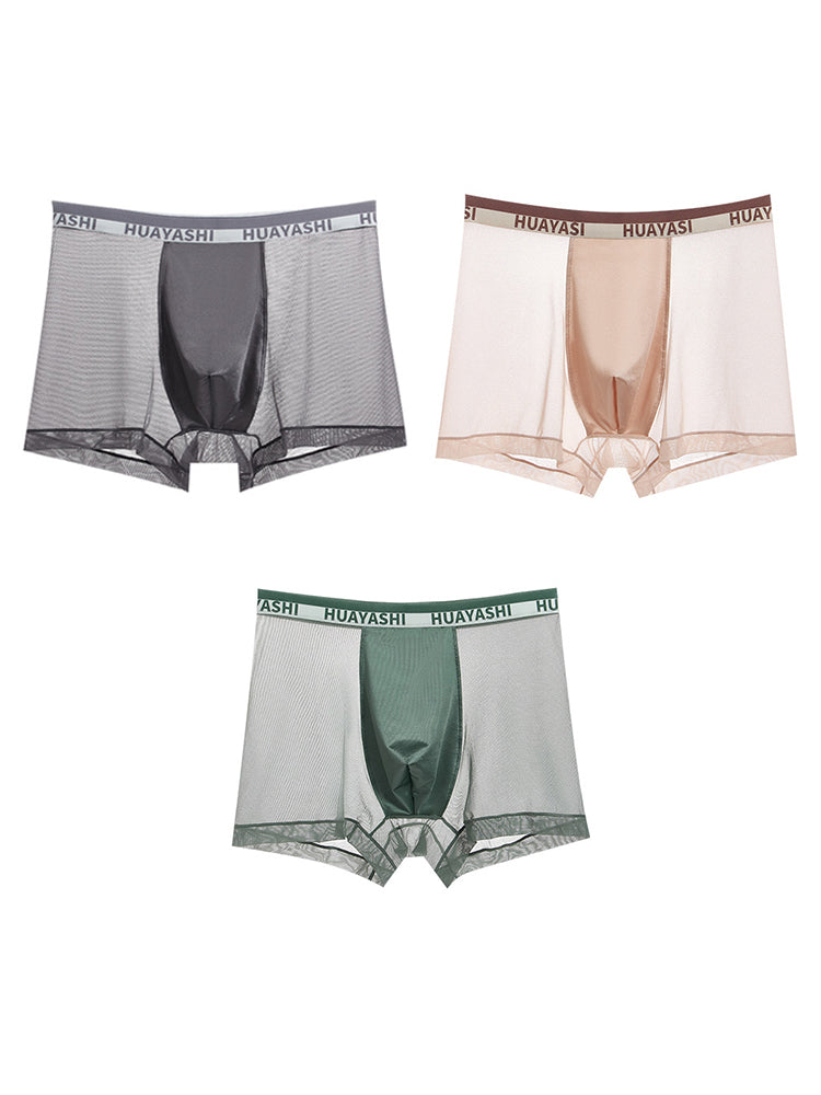 3 Pack Men's Ice Silk Seamless Breathable Quick-Drying Trunks