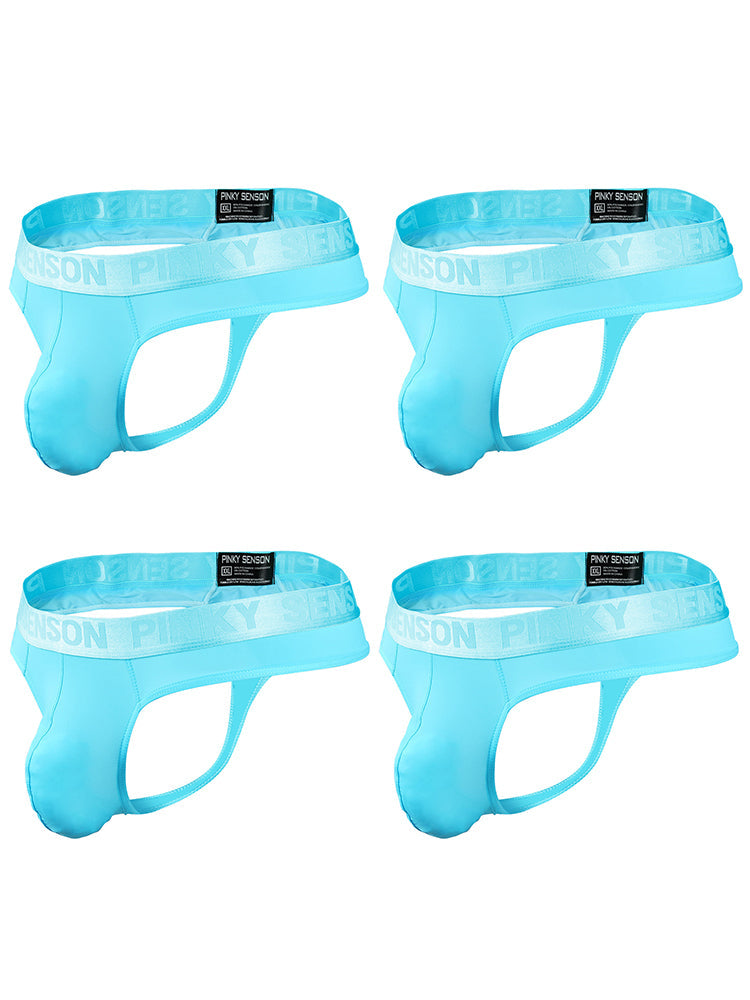 4 Pack Men's Sexy Nylon Low-Rise Comfortable Thong & Strings