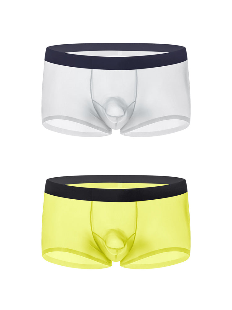 2 Pack Men's Ice Silk Separated Pouch Breathable Stretch Fit Trunks