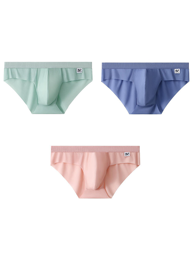 3 Pack Men's Ultra-Thin Breathable Ribbed Ice Silk Briefs