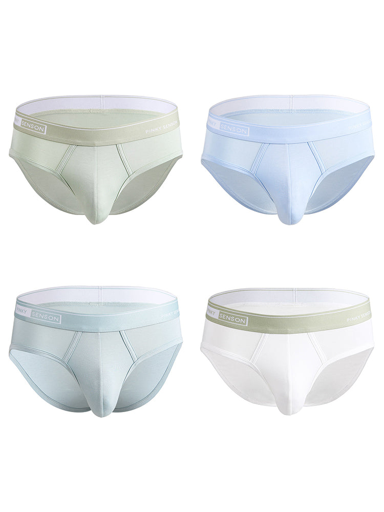 4 Pack Men's Modal Skin-Friendly Solid Color Mid-Rise Briefs