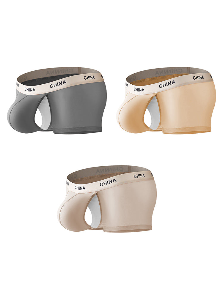 3 Pack Men's Ice Silk Bare-Sensation Breathable Lightweight Separating Trunks