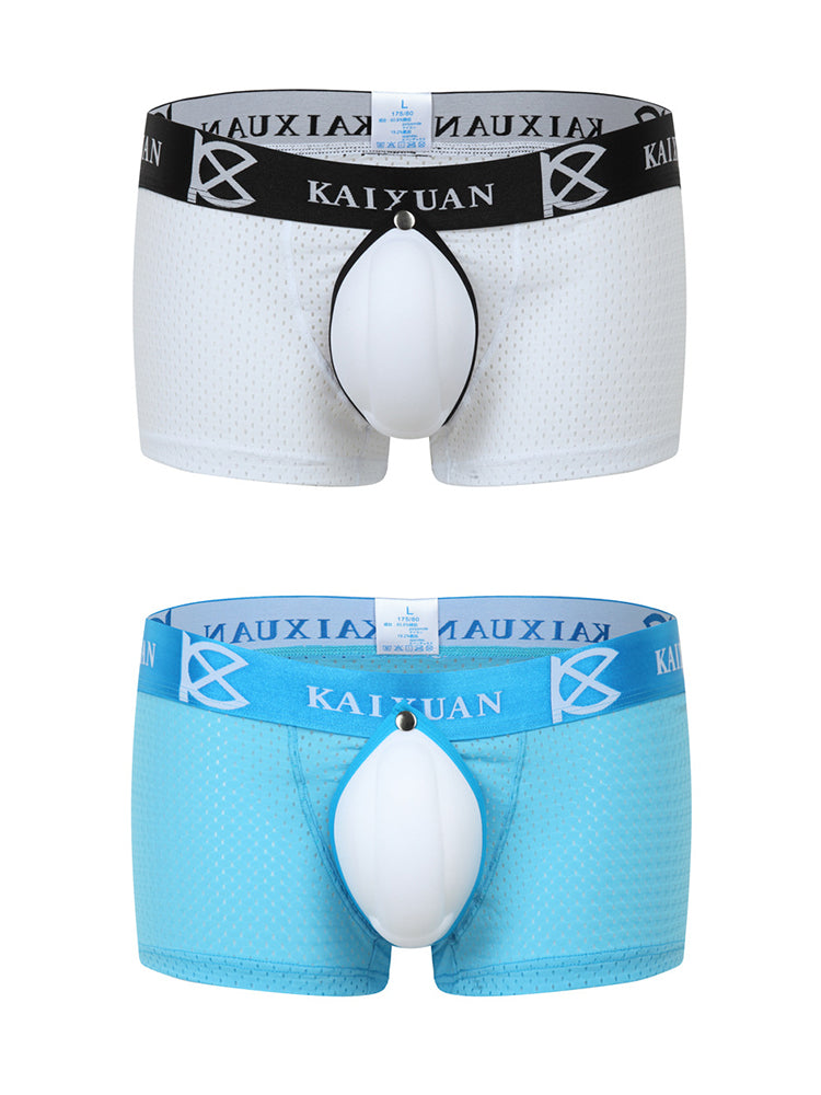 2-pack Men's Sexy Detachable Curled Cup Snap Hip Boxer Briefs