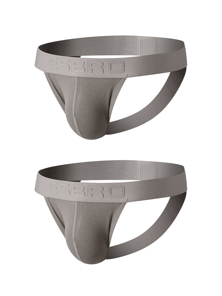 2 Pack Men's Ribbed U-Pouch Sexy Jockstrap
