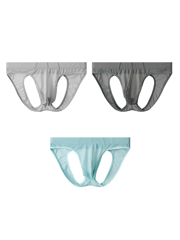 3 Pack Men's Sexy Mesh Transparent Big Pouch Jockstrap