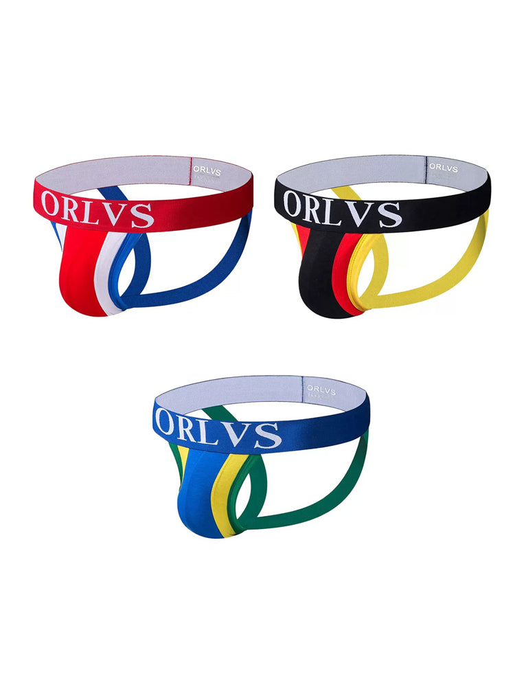 3 Pack Men's U-Pouch Striped Sexy Jockstraps
