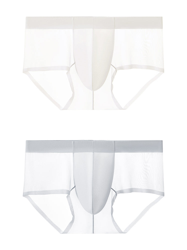 2 Pack Men's Ultra-Thin Breathable Antibacterial Crotch Briefs