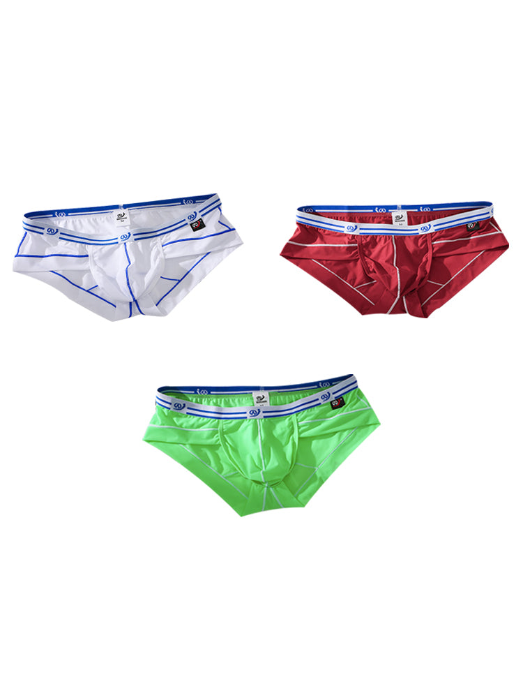 3 Pack Sexy Fashion Ice Silk Solid Color Men's Briefs