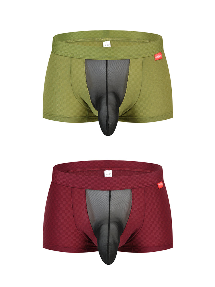 Men's Low-Rise Mesh Trunks – Breathable Nylon with 3D Pouch Support