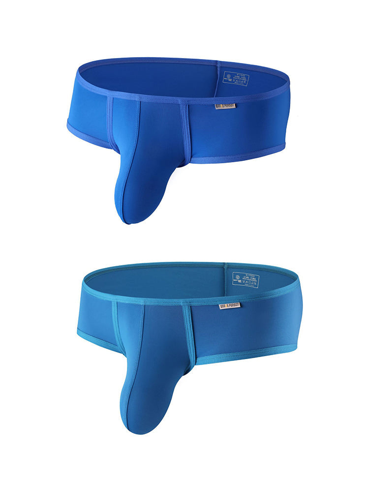 2 Pack Men's Low-Rise Contoured Pouch Stretch Fit Sporty Cut Trunks