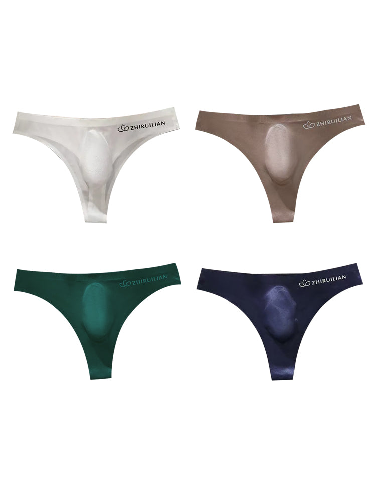 4-pack Men's Sexy Solid Color Letter Seamless Thong