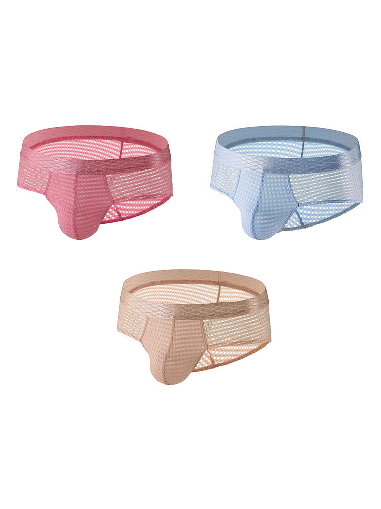 3 Pack Men's Quick-Dry Mesh Low-Rise Briefs