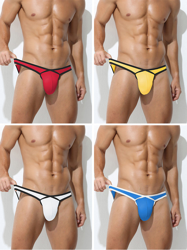 4 Pack Men's Low-Rise Sexy Narrow-Band Cooling U-Convex Breathable Comfortable Thong