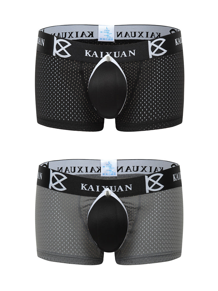 2-pack Men's Sexy Detachable Curled Cup Snap Hip Boxer Briefs