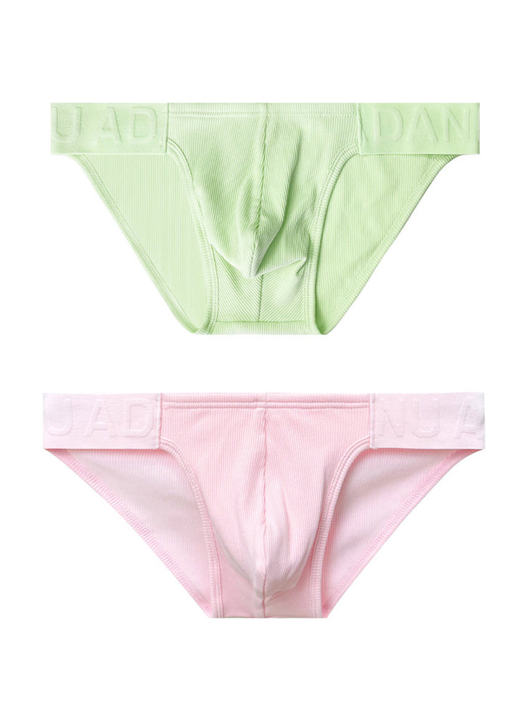 2 Pack Men's Low-Rise High-Cut Ribbed Cotton Bikini