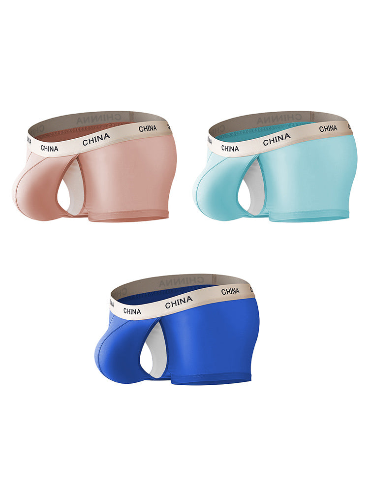 3 Pack Men's Ice Silk Bare-Sensation Breathable Lightweight Separating Trunks