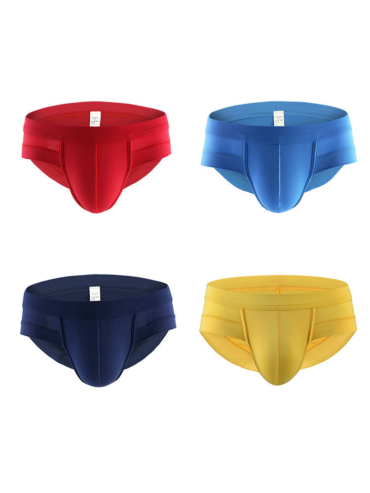 4 Pack Men's Solid Breathable Anti-Pinch Briefs