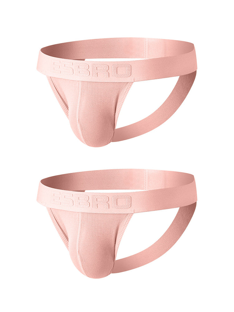 2 Pack Men's Ribbed U-Pouch Sexy Jockstrap