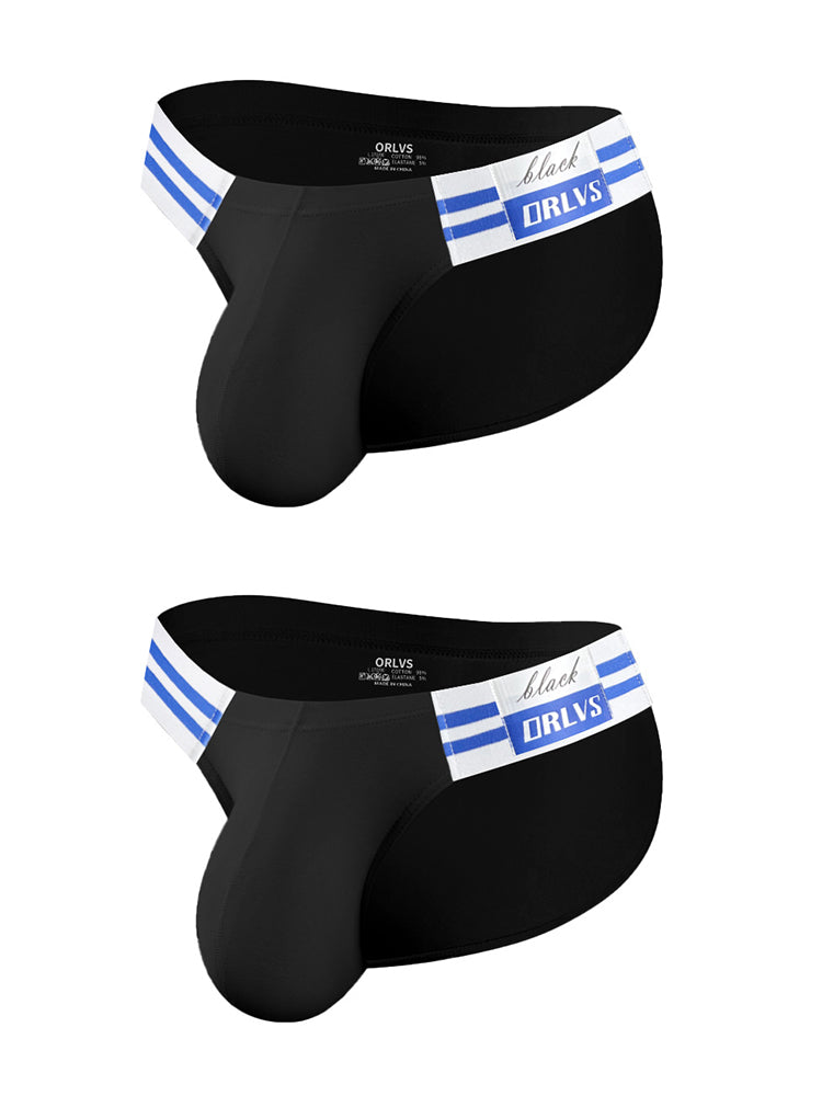 2-pack Men's High-cut Cotton Navy Striped Stretch Briefs