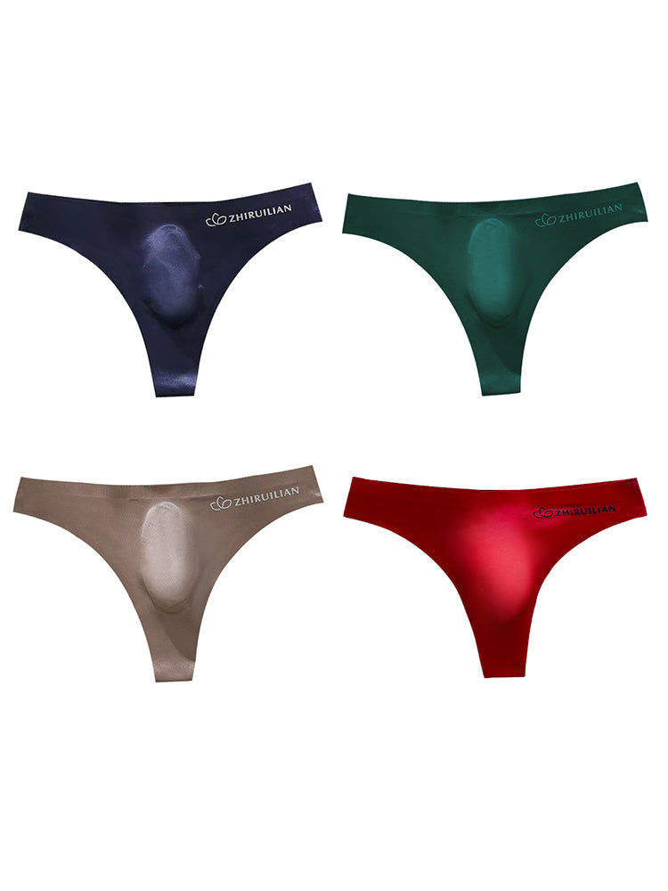 4-pack Men's Sexy Solid Color Letter Seamless Thong