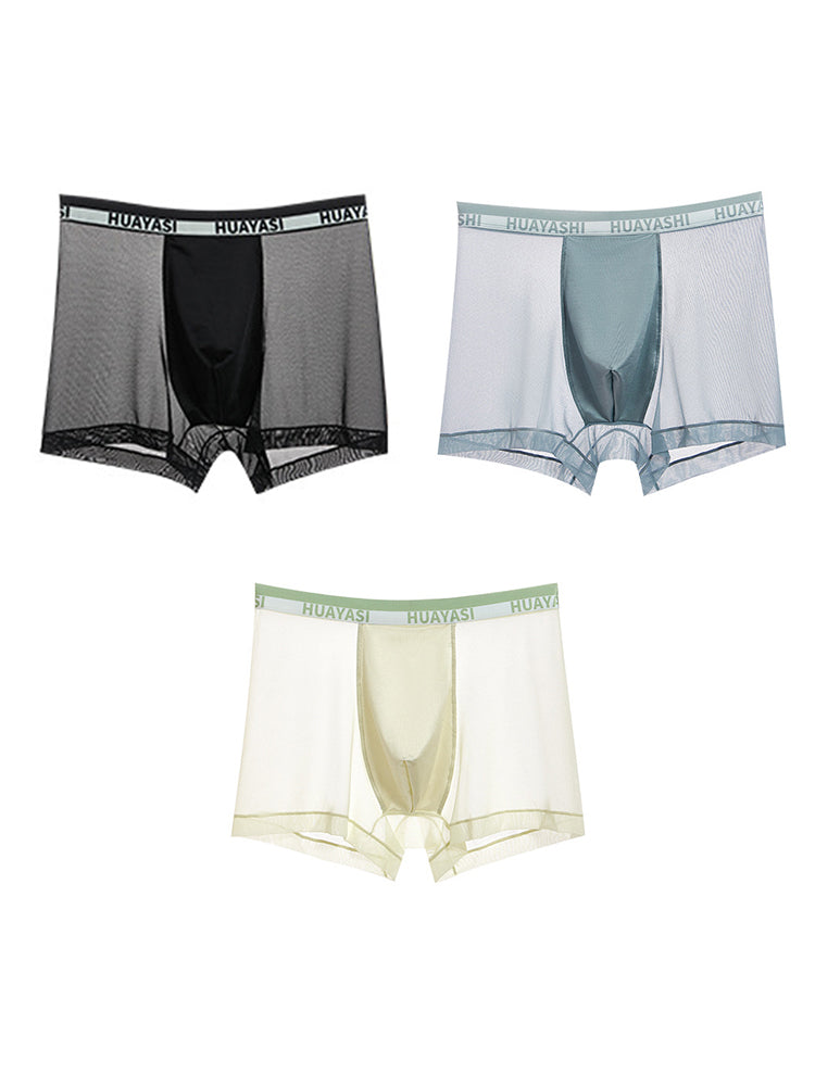 3 Pack Men's Ice Silk Seamless Breathable Quick-Drying Trunks