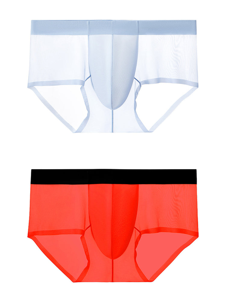 2 Pack Men's Ultra-Thin Breathable Antibacterial Crotch Briefs