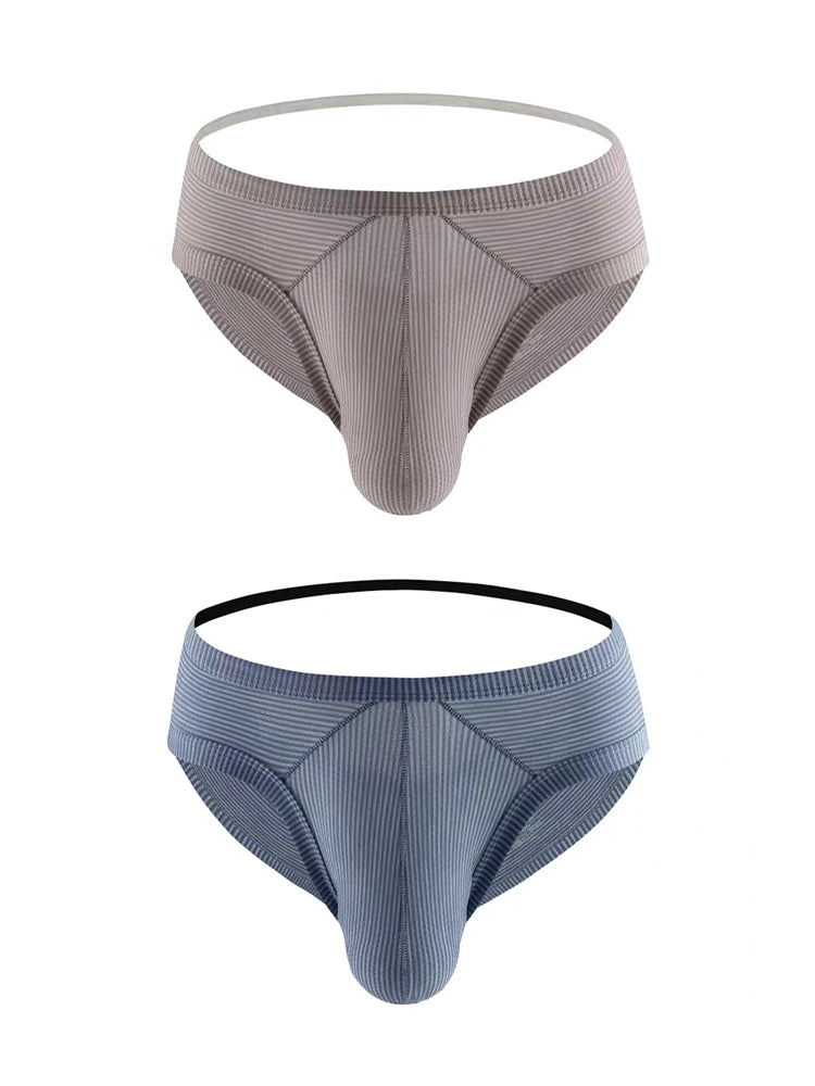 2 Pack Men's Low Rise Back Hollow 3D U-convex Large Pouch T-Back Briefs