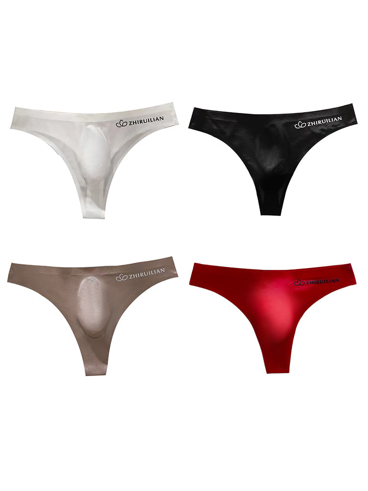 4-pack Men's Sexy Solid Color Letter Seamless Thong