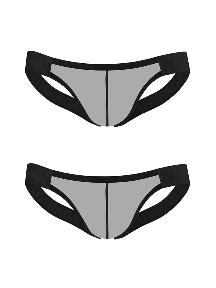 2 Pack Men's Sheer No-Waistband Jockstrap with Textured Pattern