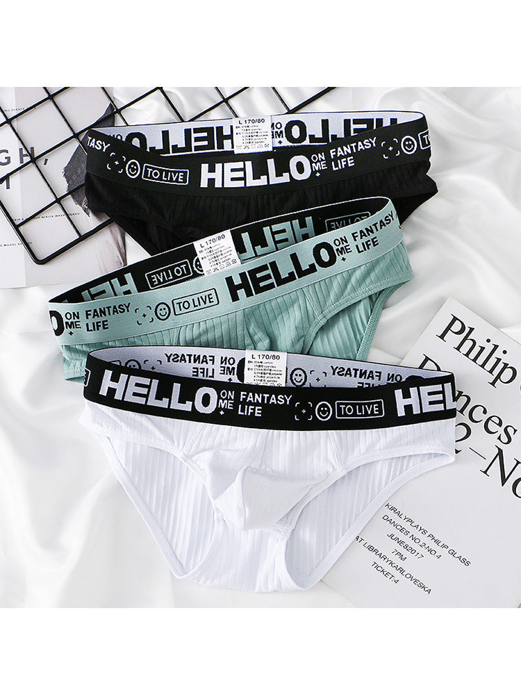 Men's Cotton Ribbed Breathable Briefs with 3D Pouch