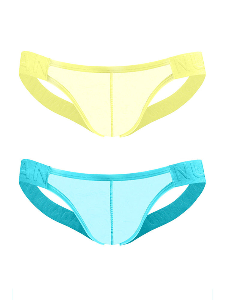 2 Pack Men's Sheer No-Waistband Jockstrap with Textured Pattern