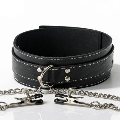 Coveted Bondage Collar with Nipple Clamps