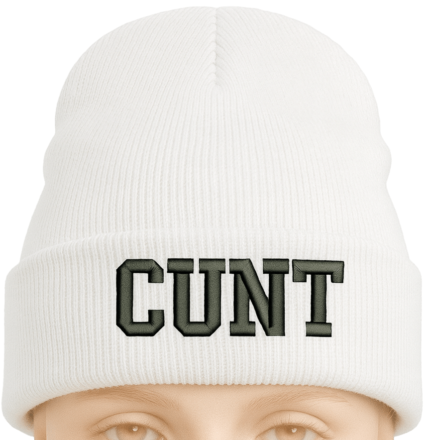 Cunt Beanie White - The Pup Play Hub