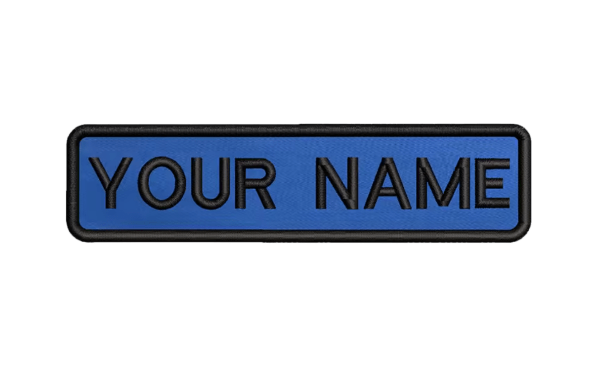 Custom Patch 10cmX2.5cm Blue/Black - The Pup Play Hub