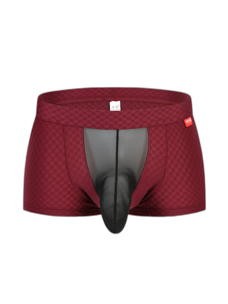 Men's Low-Rise Mesh Trunks – Breathable Nylon with 3D Pouch Support
