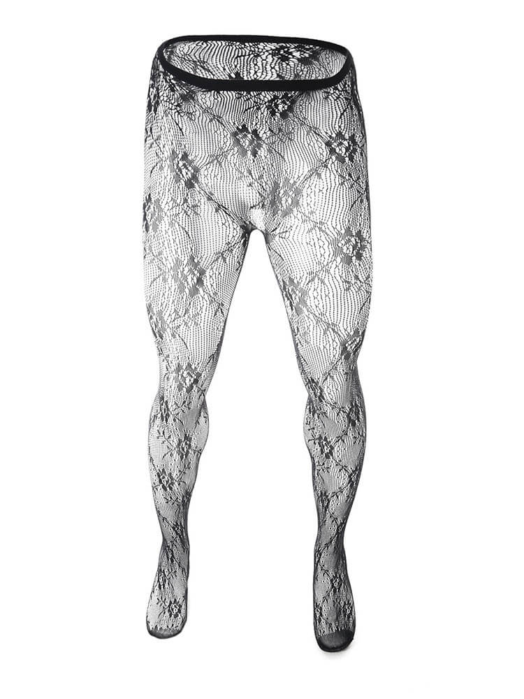 Men's Sexy Jacquard Sheer Mesh Fishnet Stockings