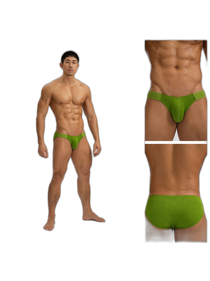 2 Pack Men's Solid Color Low Rise Sweat-Absorbent Large U-Shaped Small Pocket Briefs