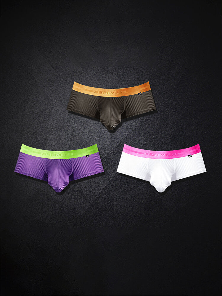 Men's Shiny Stripes Sexy Low-Rise Boxer Briefs