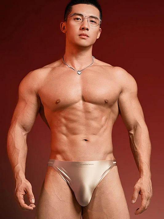 Men's Seamless Satin Hip-Hugging Briefs