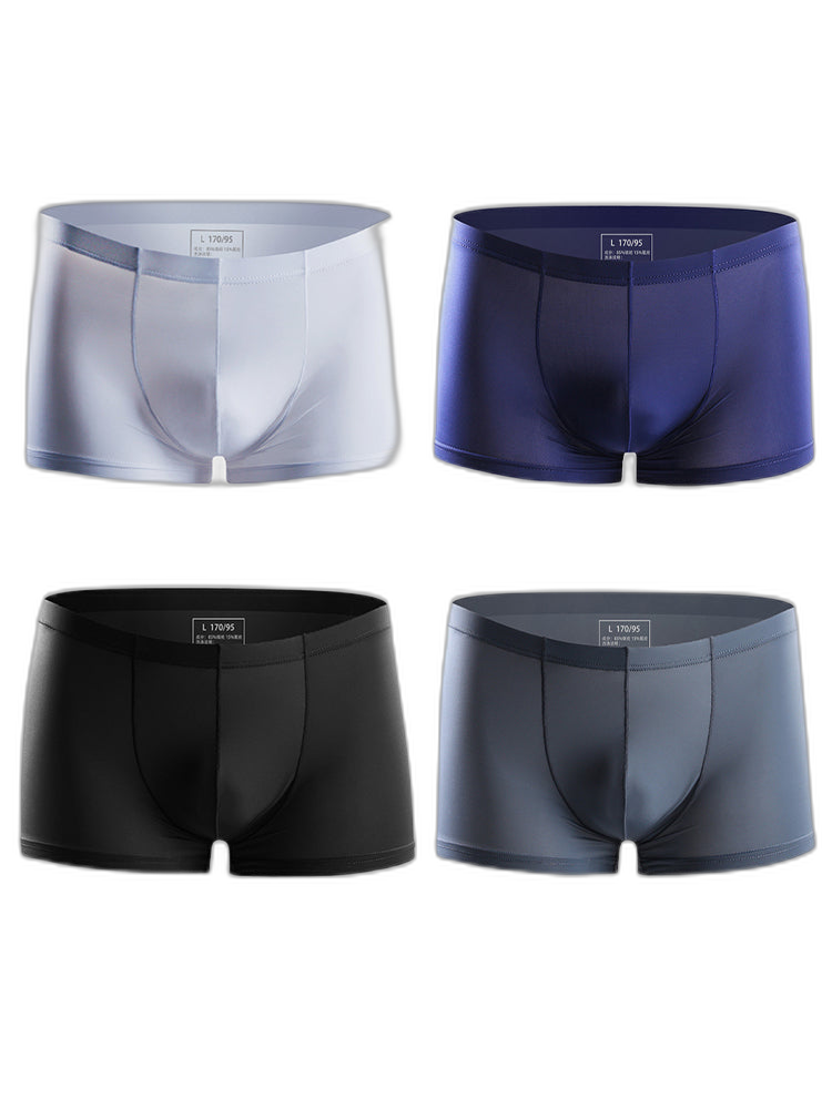 4 Pack Cooling Silk Bulge Pouch Men's Underwear
