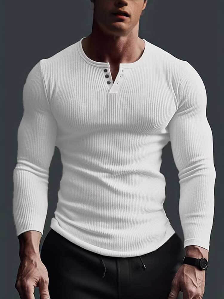 Men's V-neck Solid Colour High-Stretch Fitness Top