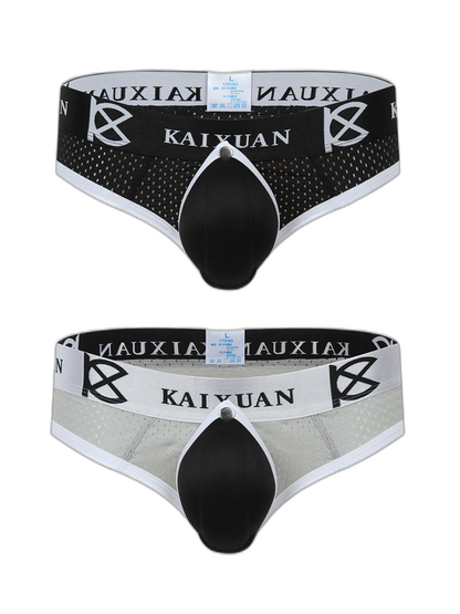 2 Pack Men's Breathable Mesh Removable U-Shaped Pocket Thongs