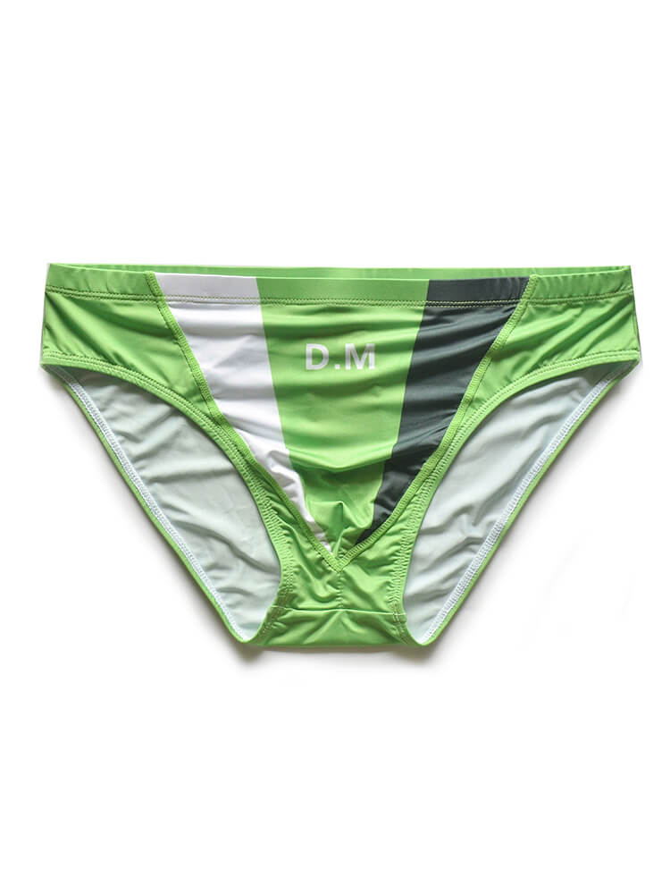 D.M Men's Sexy Color-Block Print Quick-Dry Briefs