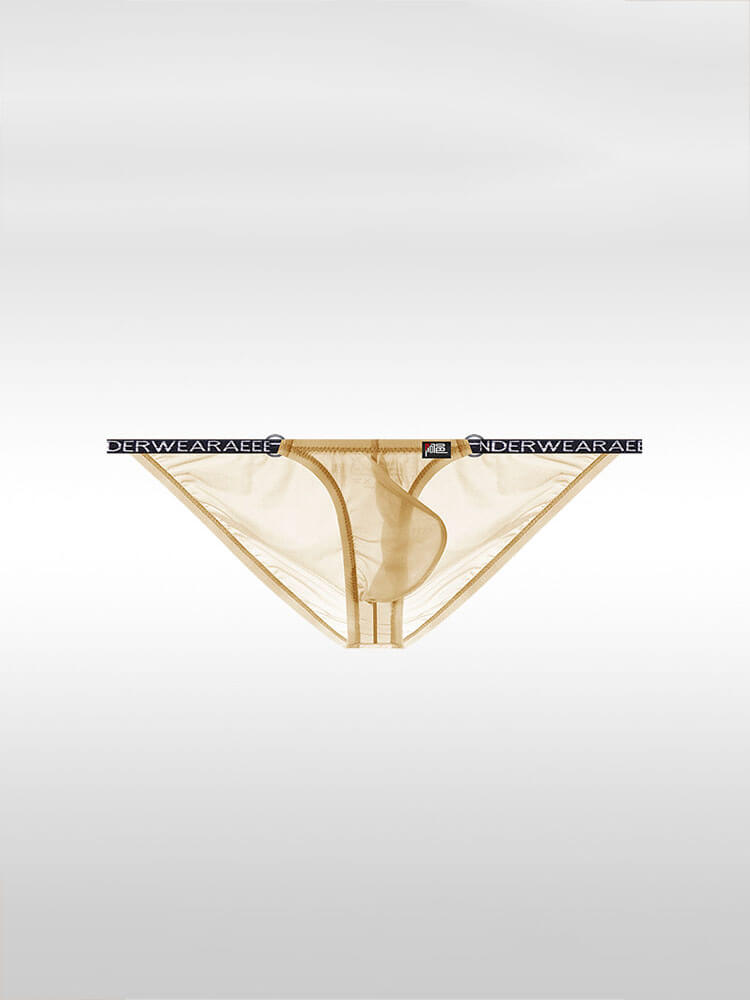 Men's Sexy Ultra-Thin Sheer Ice Silk Letter Belt Thong