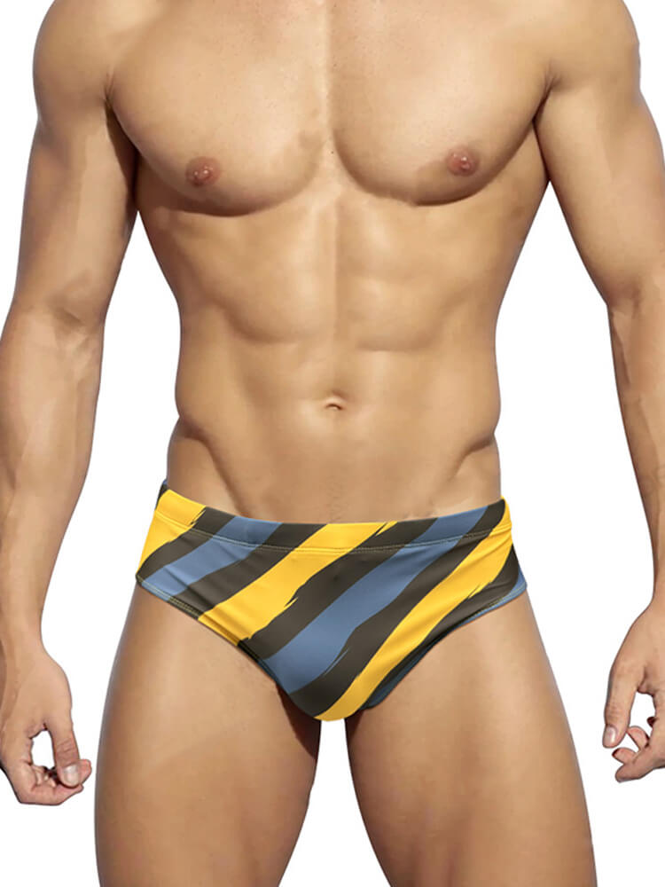 Men's Sexy Diagonal Striped Low-Rise Swim Briefs