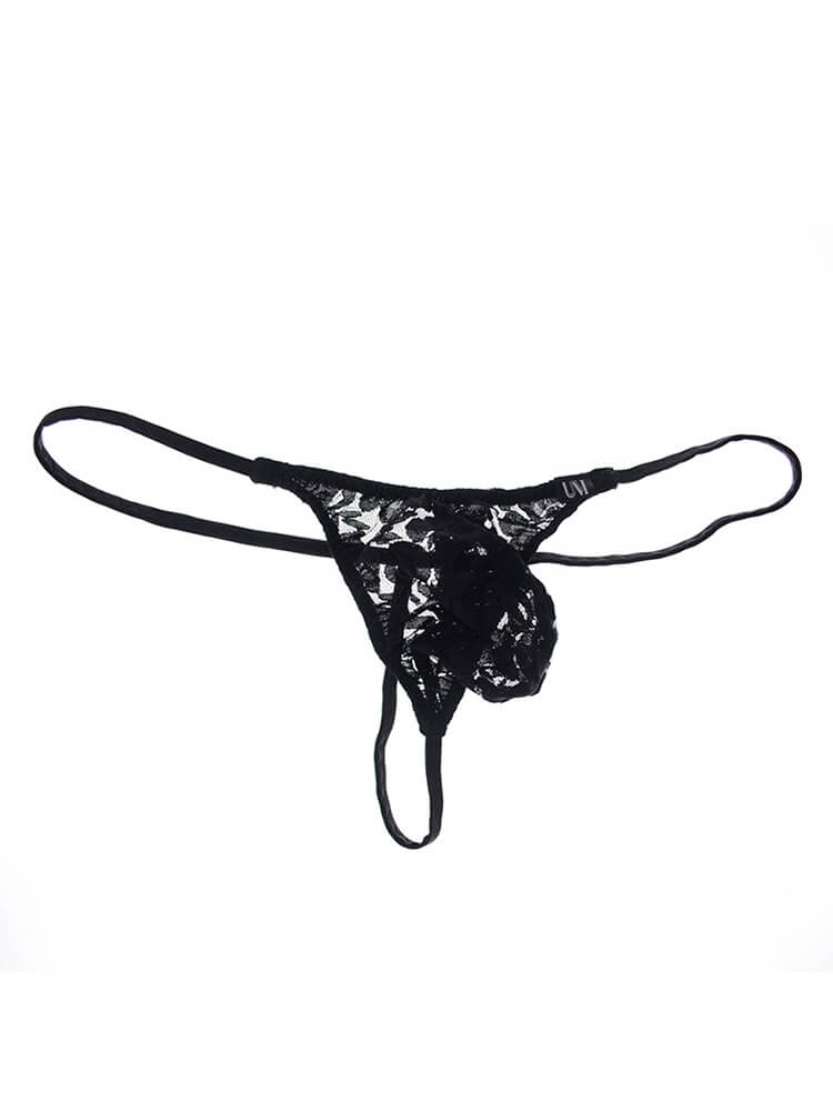 Men's Sexy Low-Rise Contoured Pouch Lace Thong