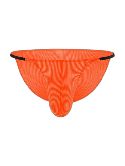 3 Pack Men's Low Rise Striped Camisole Briefs with Raised Pockets