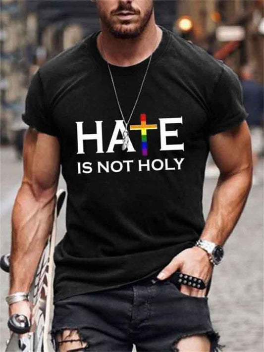 Men's Rainbow Cross Letters Print T-shirt