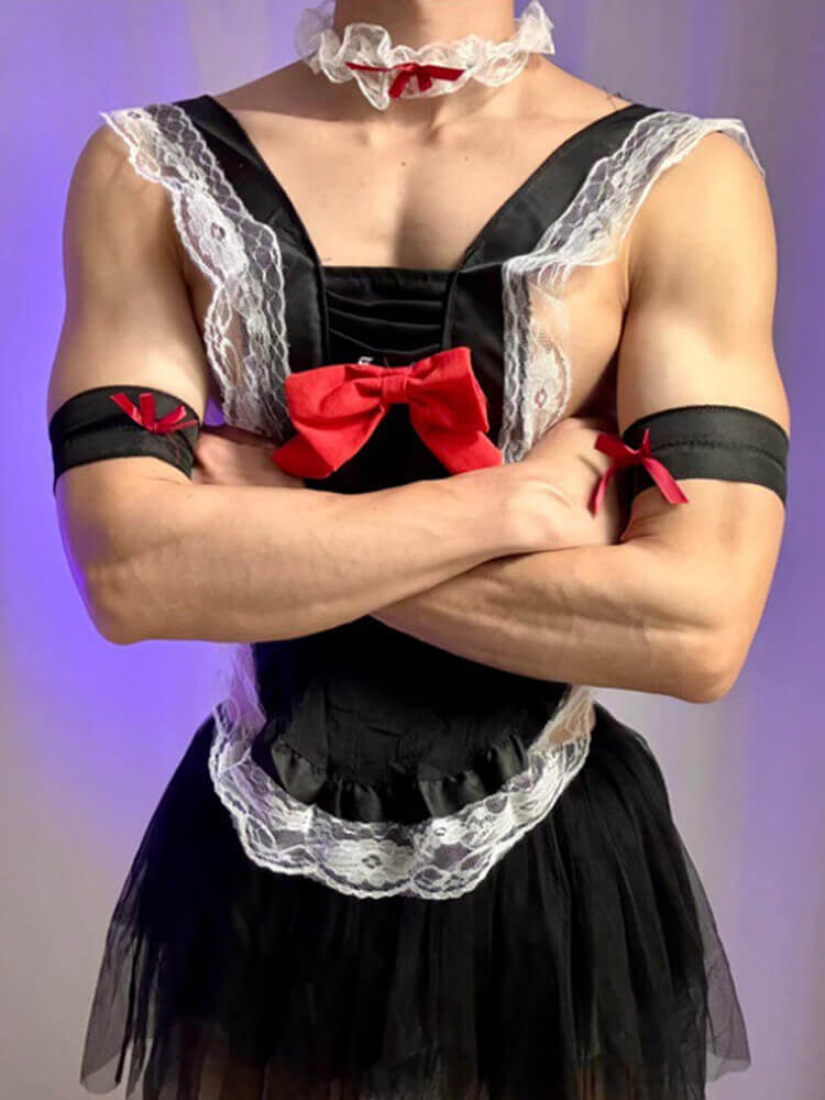 Men's Sexy Lace Maid Cosplay Tutu Costume Set