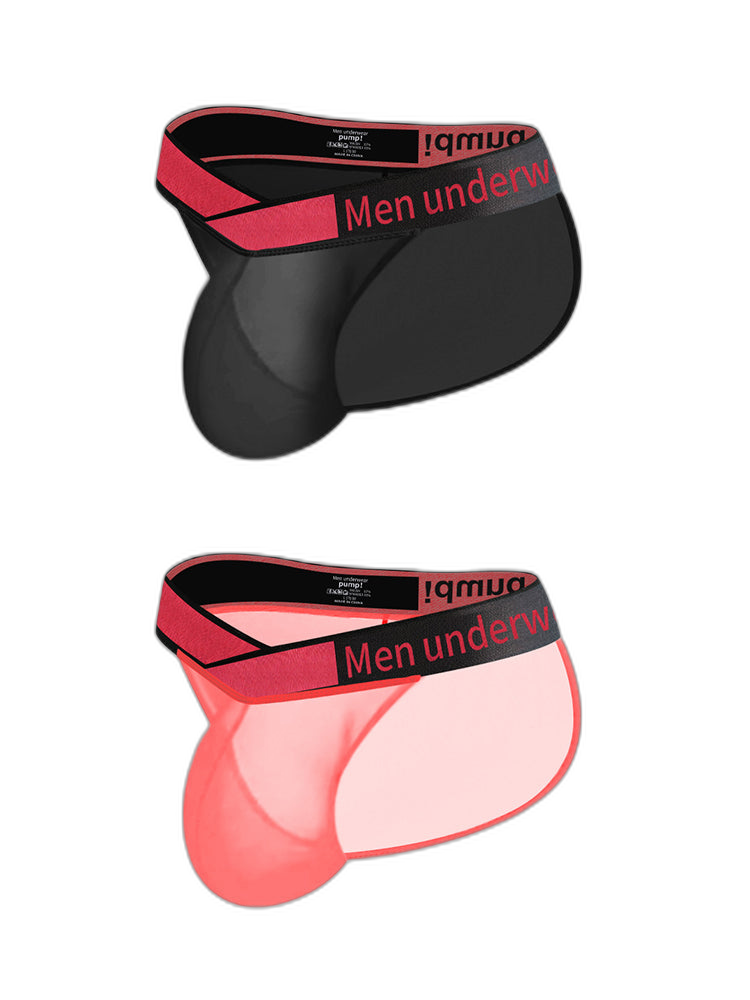 2 Pack Men's Large Pouch Semi-Transparent Sexy Bikini